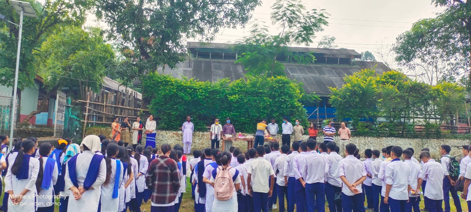 Students at morning assembly