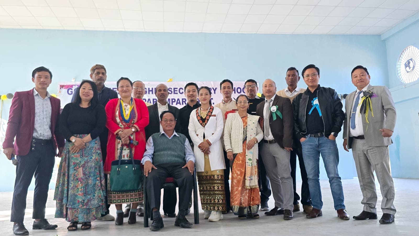 Students and staff at Govt Higher Secondary School, Kimin